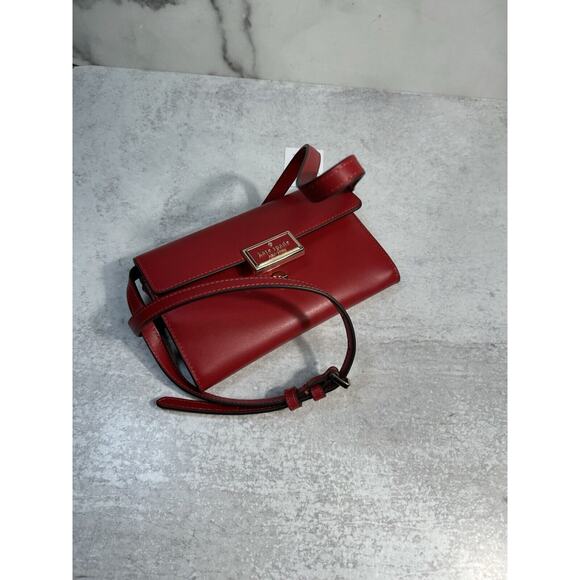 Kate Spade Reegan Smooth Leather Wallet Crossbody KB545 Candied Cherry Red NEW - Picture 6 of 9